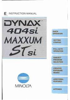 Minolta Dynax 404 si manual. Camera Instructions.